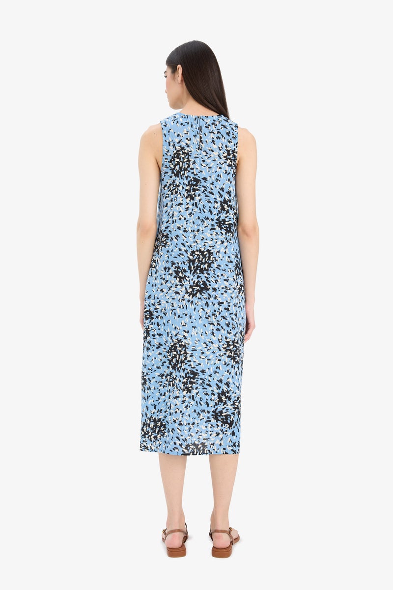 DeFacto Blue Woman Crew Neck Floral Sleeveless Midi Dress Casual - Image 5